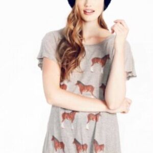 Wildfox|Distressed tan horse print tee,burnout style•••boho novelty print